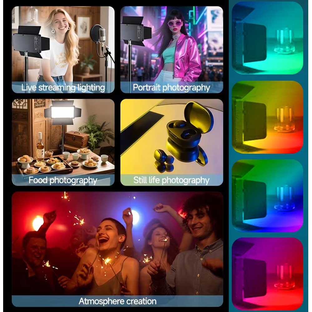 BROLAVIYA® Four-Leaf Baffle Spotlight, 2000mAh Rechargeable, Full Color RGB Video Pocket Light with Portable Clip and 1/4 Screw Hole for Mobile Phones, Cameras, Laptops, iPads, Selfie, Photography