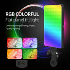 BROLAVIYA® Full Color RGB Video Light, 2000mAh Rechargeable, Dimmable with Cold Shoe, Portable Clip and 1/4 Screw Hole for Camera, Phone, Tablet, Laptop, Selfie, Photography