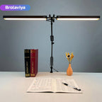 BROLAVIYA® Overhead New Double Head LED Desk Lamp Light with Metal Arm Table Lamp Stand, 3 Lighting Modes, Dimmable with 12V Power Adaptor for Home, Office, Desktop, Bedroom, Reading