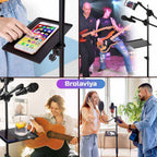 (Renewed) BROLAVIYA® Microphone Stand Shelf Adjustable Metal Tray Holder, Compatible with Most Microphone Stands and Music Tripod Stands, Size 7.9” X 5.7” Inch