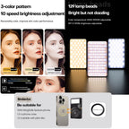 BROLAVIYA® Two-Sided Selfie Light 129 Beams 2000mAh CRI 96+ Rechargeable Cell Phone Fill Light Dimmable with Magnet Features for Smartphone Portable Clip for Video, Photography, Pocket Traveling