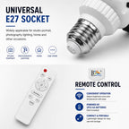 BROLAVIYA® 60W LED Photography Light Bulb with E27 Mount, Remote Control, Bi-Color 3000K-6000K, Dimmable for Studio Photography
