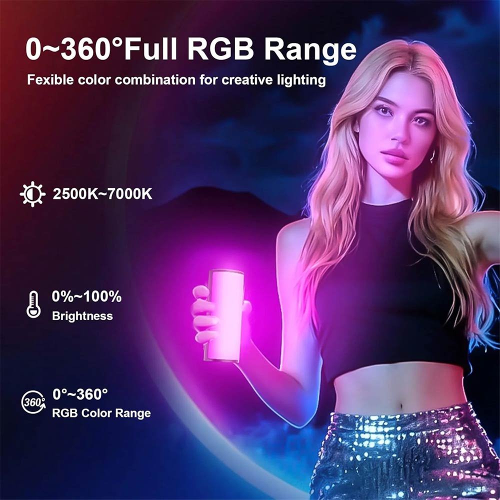 BROLAVIYA® Magnetic RGB Video Rechargeable Pocket Light, Wand Handheld LED Fill Lamp 2500K - Image 6