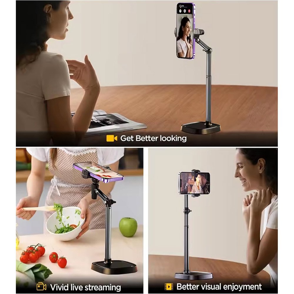 BROLAVIYA® Overhead Extendable Selfie Desktop Stand with Phone Holder, 360° Rotation, for  - Image 7