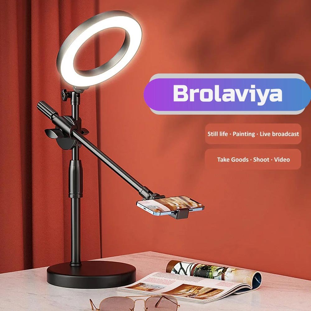 (Renewed) BROLAVIYA® Overhead Video Stand with 6 Inch Ring Light, Metal Rod, 1/4" Ball Hea - Image 7