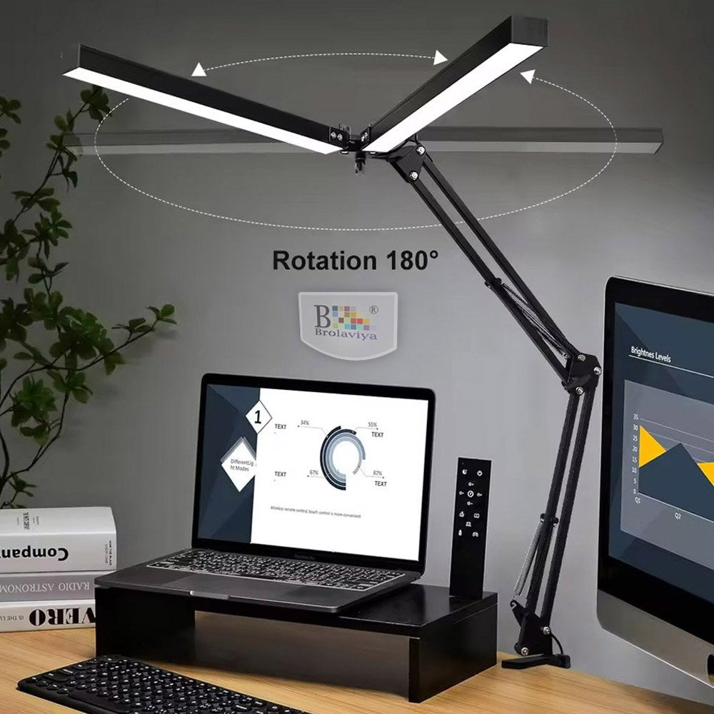 BROLAVIYA® Overhead New Double Head LED Desk Lamp Light with Metal Arm Table Lamp Stand, 3 - Image 4