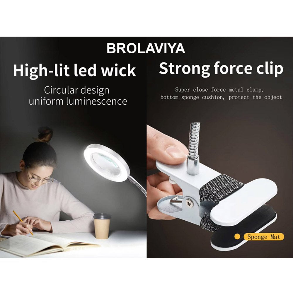 BROLAVIYA® Overhead 5X Magnifying Glass with 12cm LED Light, 3 Color Modes Dimmable, Flexi - Image 8