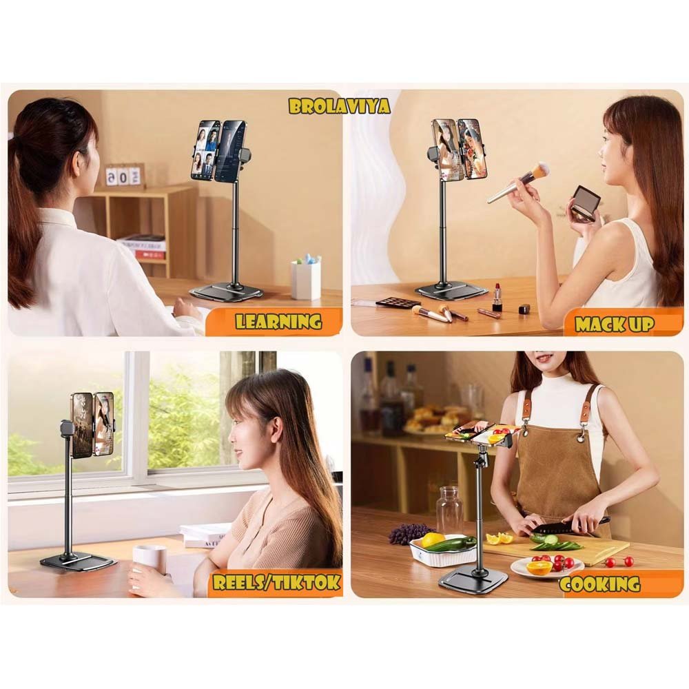 BROLAVIYA® 2 in 1 Metal Body Premium Tablet and Dual Mobile Desktop Stand, Adjustable Heig - Image 5