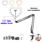 BROLAVIYA® Overhead Video Mobile Stand with Heart Shape 26cm Ring LED Light, Metal Arm, 1/ - Image 9