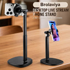 BROLAVIYA® 2-in-1 Magnetic & Clip Phone Stand for Desk, Adjustable Height Mobile Holder, MagSafe-Compatible Mount with Phone Clamp, 360° Rotation for Live Streaming, Recording, Video Calls & Cooking