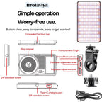 BROLAVIYA® Two-Sided Selfie Light 129 Beams 2000mAh CRI 96+ Rechargeable Cell Phone Fill Light Dimmable with Magnet Features for Smartphone Portable Clip for Video, Photography, Pocket Traveling