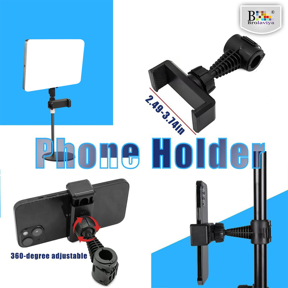 BROLAVIYA® Full Screen Fill 11 Inch LED Video Light with Remote Control and Metal Body Stand with Phone Holder, 1/4" Ball Head for Camera, Webcam, Gopro With Mobile Bracket for YouTube, Desktop, Office
