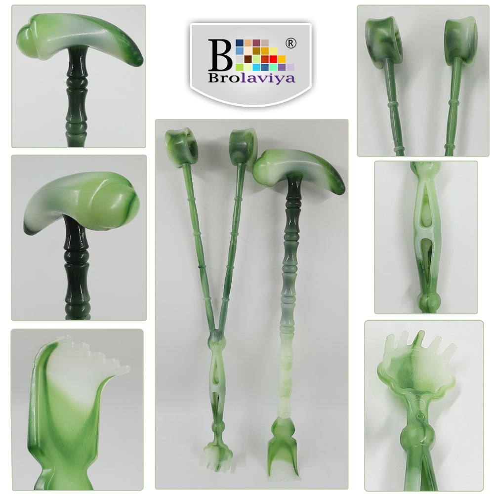 BROLAVIYA® 2 Pack 2 in 1 Hammer Horn Shape and Fortune Fish Shape Manually Massage Stick with Back Scratcher and Relief