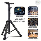 BROLAVIYA® Heavy-Duty Adjustable Floor Projector and Speaker Stand with Portable Folding Design, Heavy-Duty Black Base & Non-Slip Feet for Theater, PA Systems, Live Events, Studios