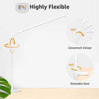 BROLAVIYA® Overhead Flexible LED Desk Lamp with Clamp, 3 Modes, 10 Brightness, Eye-Caring, Long Flexible Gooseneck, for Home, Office, Desktop, Bedroom, Reading, White