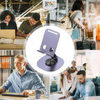 BROLAVIYA® 360° Rotatable Metal Mobile Stand Adjustable Desk Angles Phone Holder Sturdy with Anti Slip Base Compatible with All Mobiles and Smartphones for Desk Office Kitchen Bedroom - Grey