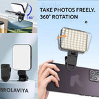BROLAVIYA® Magnetic Full RGB Color LED Video Light, 1800mAh Rechargeable, Adjustable Brightness with Clip and ¼ Thread, for Phones, Laptops, Cameras, Selfie, Photography, Video Conference, W80, Black