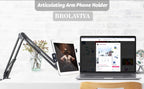 BROLAVIYA® Flexible Clip Lazy Arm For Mobiles and Tablets Fits Device 4~11 Diagonal Inch, Articulating Arm Mount