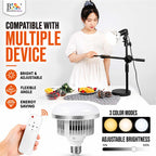 BROLAVIYA® 60W LED Photography Light Bulb with E27 Mount, Remote Control, Bi-Color 3000K-6000K, Dimmable for Studio Photography