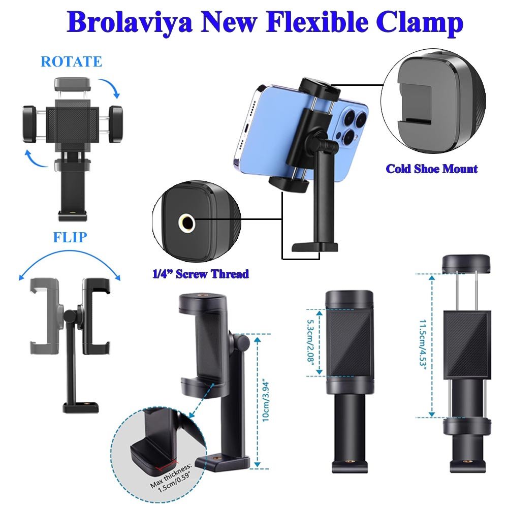 BROLAVIYA® No Shadow Overhead Video Mobile Floor Stand, Metal Arm, 10 inch Selfie Ring Lig - Image 8