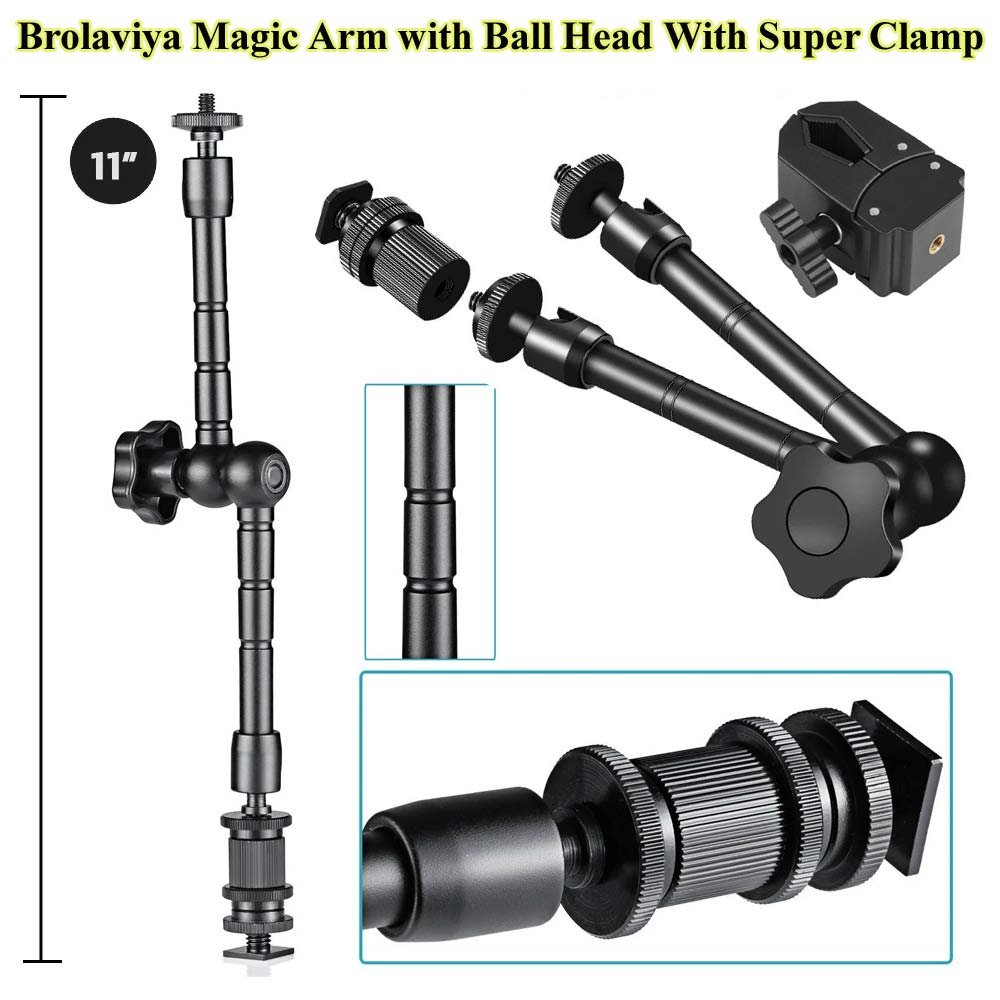 BROLAVIYA® 11 Inch Adjustable Magic Articulating Arm for DSLR Camera, LED Light, Flash Lig - Image 7