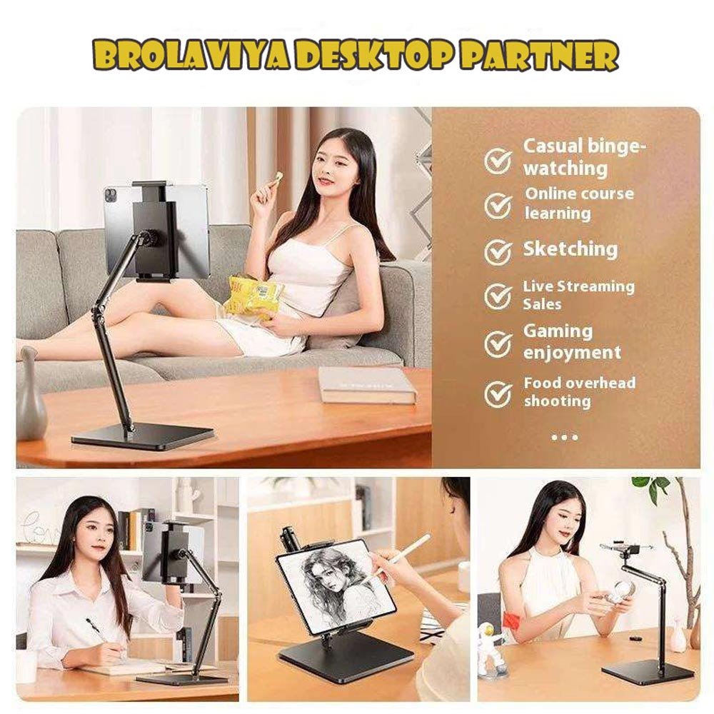 BROLAVIYA® Desk Mount Adjustable Multi Angle Long Arm Stand for Phone and Tablets 4-11 Inc - Image 7