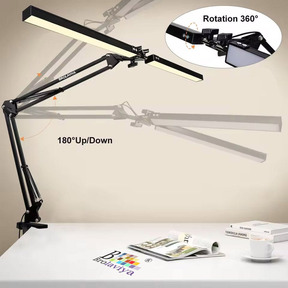 (Renewed) BROLAVIYA® Overhead New Double Head LED Desk Lamp Light with Metal Arm Table Lam - Image 6