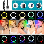 BROLAVIYA® Overhead Video Mobile Stand, Crystal 3D LED 10 Inch RGB Ring Light, 2 Way Base  - Image 8