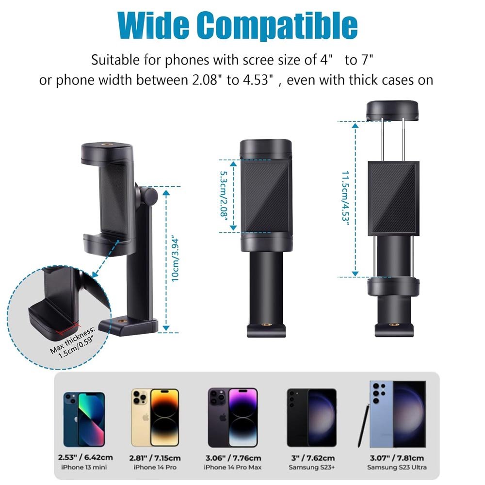 BROLAVIYA® Mobile Tripod Mount with 1/4" Screw Thread, 360° Rotate 180° Tilt Phone Holder  - Image 8