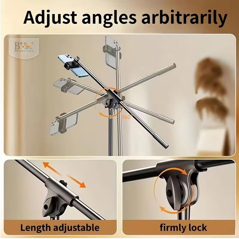 BROLAVIYA® 360 Degree Tripod with Telescopic Crossbar Long Arm Stick, 230 cm Top Height, P - Image 8