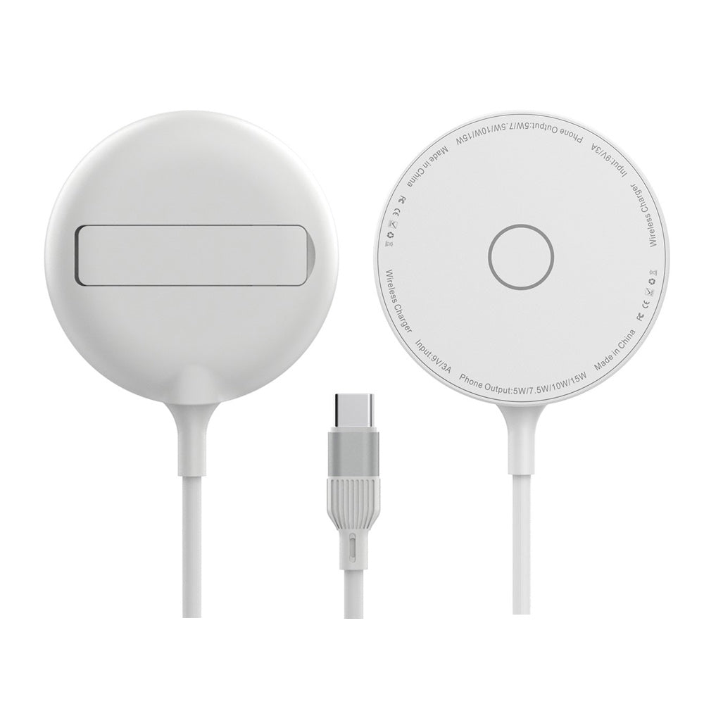 BROLAVIYA® 15W Wireless Charger with Pop-Up Stand for iPhone 17/16/15/13/12/11 Series, Qi-Certified, Type C Cable, White