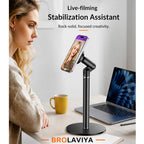BROLAVIYA® Magnetic Mobile Phone Stand for Desk, Tabletop Stand, Adjustable Height & 360° Rotation, Strong N52 Magnetic Mount Compatible with iPhone 12-17 Series, Video Calls, Live Streaming