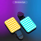 BROLAVIYA® Magnetic Full RGB Color LED Video Light, 1800mAh Rechargeable, Adjustable Brightness with Clip and ¼ Thread, for Phones, Laptops, Cameras, Selfie, Photography, Video Conference, W80, Black