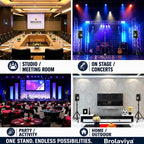 BROLAVIYA® Universal Speaker Stand, Height Adjustable Tripod Speaker Stands with Mounting Plate, Heavy Duty Metal for PA Speakers, Studio Monitors, DJ Equipment, Home Theater & Events