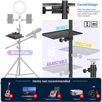 (Renewed) BROLAVIYA® Microphone Stand Shelf Adjustable Metal Tray Holder, Compatible with Most Microphone Stands and Music Tripod Stands, Size 7.9” X 5.7” Inch