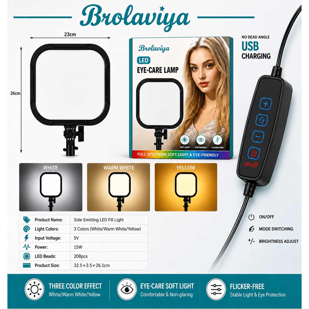 BROLAVIYA® Overhead Phone Stand with LED Fill Slab Light, 360° Rotating Phone Holder, Desk Stand for Reading, YouTube, Reels, Cooking Videos, Recording & Content Creation