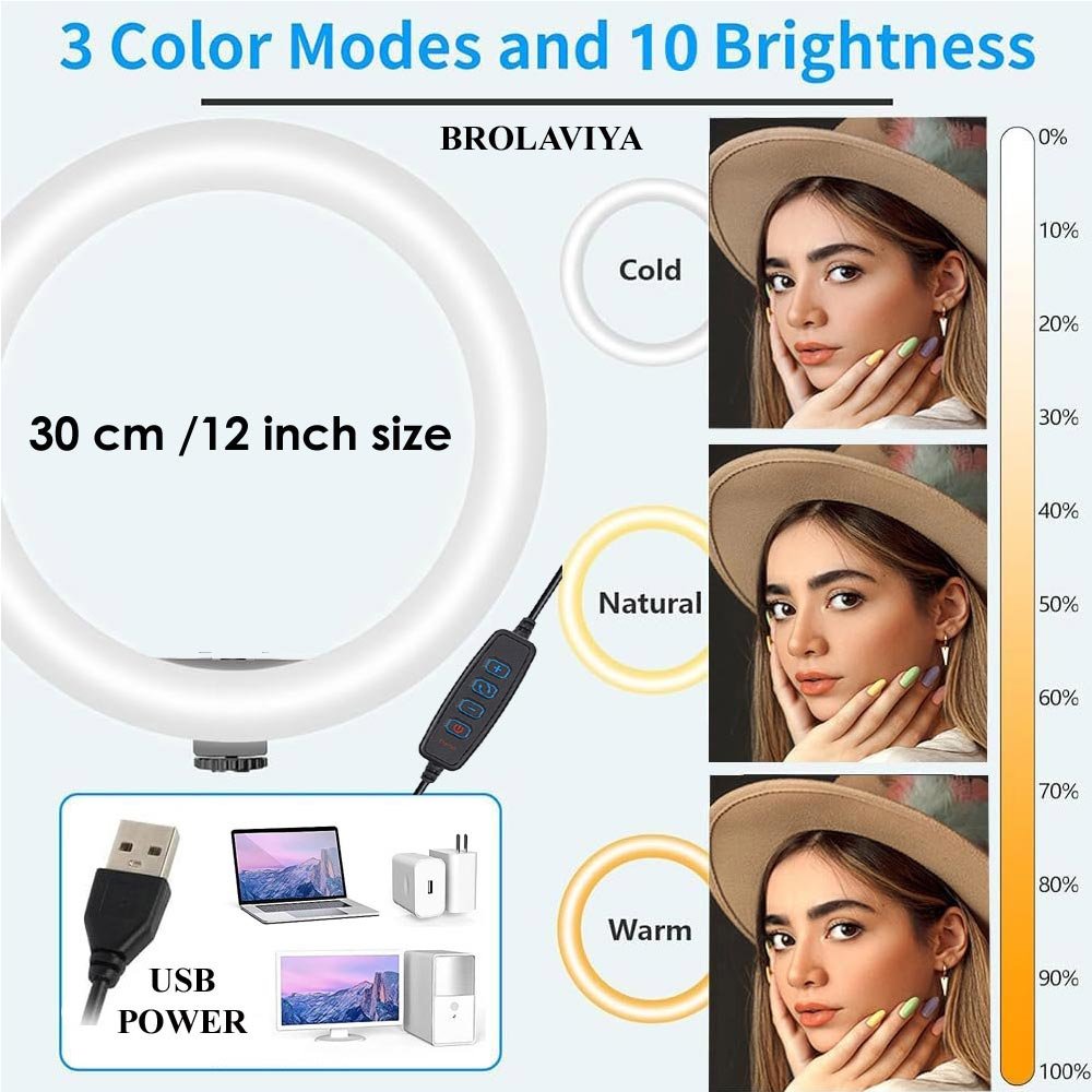 BROLAVIYA® No Shadow Overhead Video Mobile Stand with Extra Long Metal Arm, 12 Inch Large  - Image 6