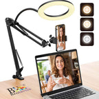 BROLAVIYA® Overhead Video Mobile Stand with 10 Inch Ring Light, Metal Arm, 1/4" Ball Head for Camera, Gopro with Mobile Bracket and Flexible Clip Arm