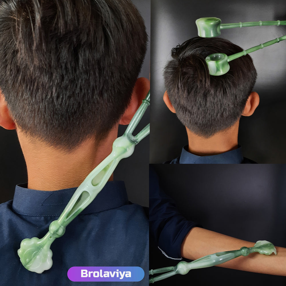 BROLAVIYA® 2 in 1 Fortune Fish Shape Manually Massage Stick, Knock Base Massager with Back Scratcher For Troublesome Itchy Spots and Relief ( 2 Pack )