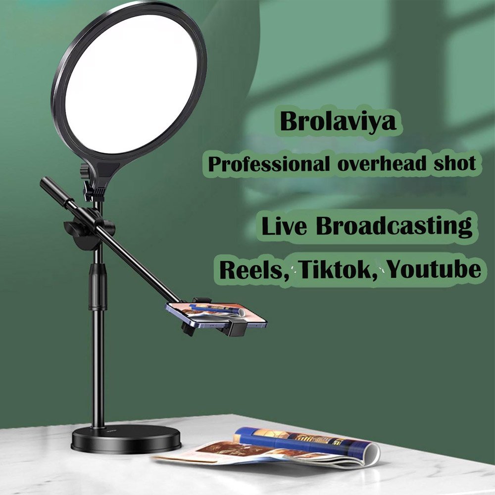 BROLAVIYA® Overhead Video Floor Stand with Slab Key Full Screen Fill 10 Inch LED light, Me - Image 4