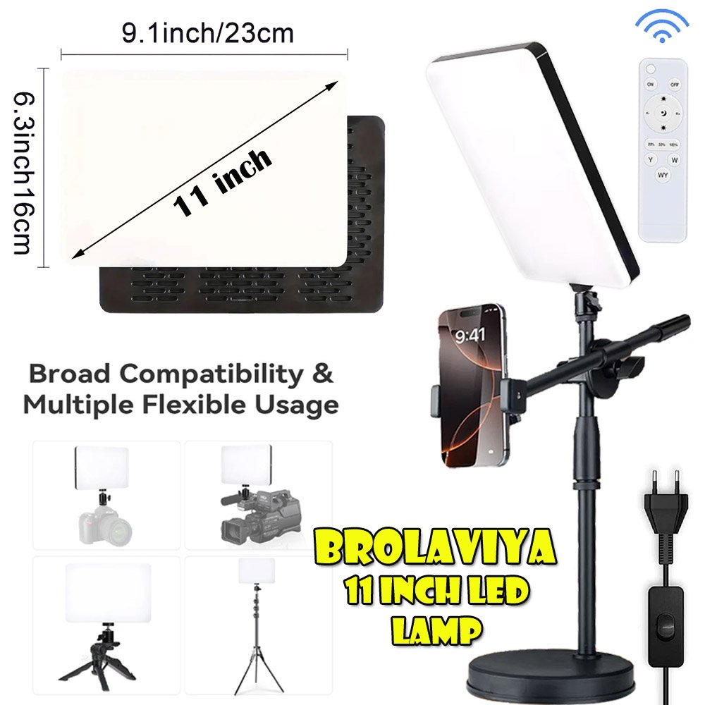 BROLAVIYA® Overhead Video Floor Stand with Full Screen Fill 11 inch LED Video Light with R - Image 8