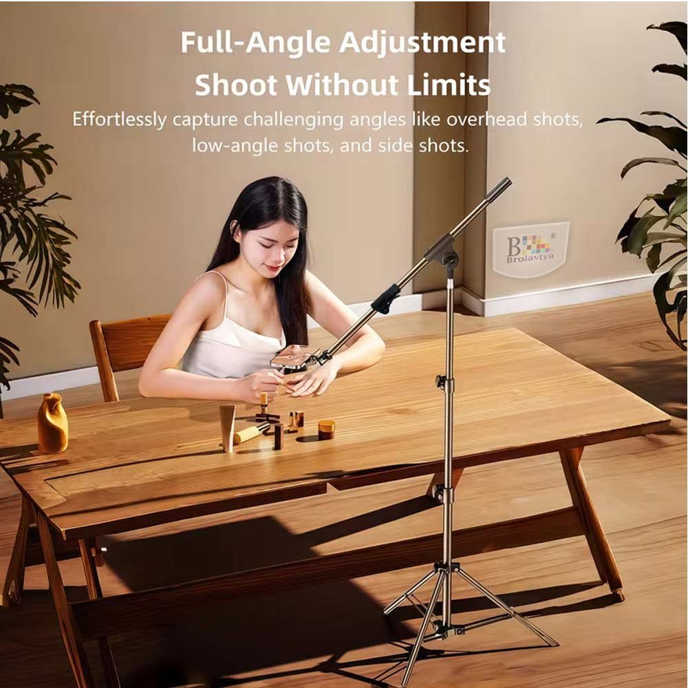 BROLAVIYA® 360 Degree Tripod with Telescopic Crossbar Long Arm Stick, 230 cm Top Height, P - Image 3