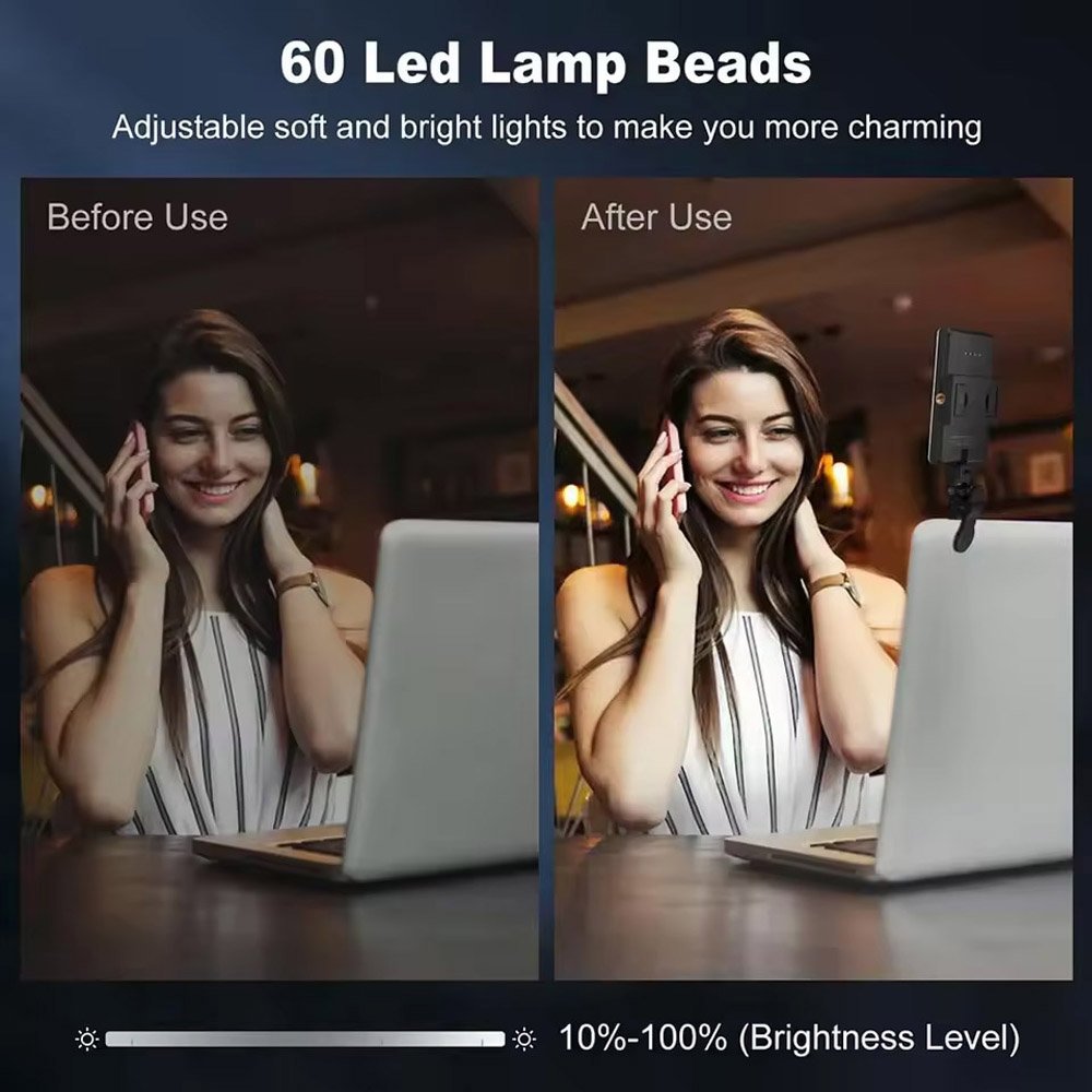 BROLAVIYA® Selfie Light with Portable Phone Clip, 60 LED 2000mAh Rechargeable, 3 Light Mod - Image 8