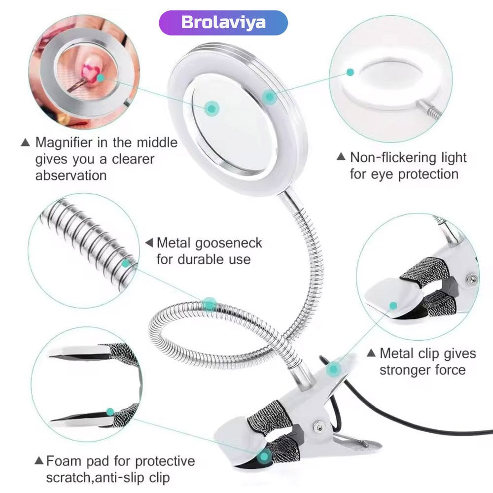 BROLAVIYA® Overhead 5X Magnifying Glass with 12cm LED Light, 3 Color Modes Dimmable, Flexi - Image 7
