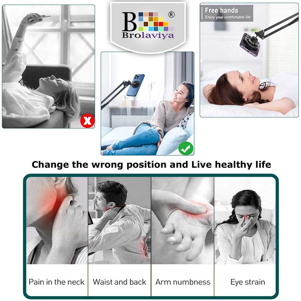 BROLAVIYA® Ovehead Magnetic Phone Holder with Adjustable Clamp Arm | Hands-Free Bed, Desk  - Image 6