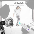 BROLAVIYA® 60W LED Photography Light Bulb with E27 Mount, Remote Control, Bi-Color 3000K-6000K, Dimmable for Studio Photography