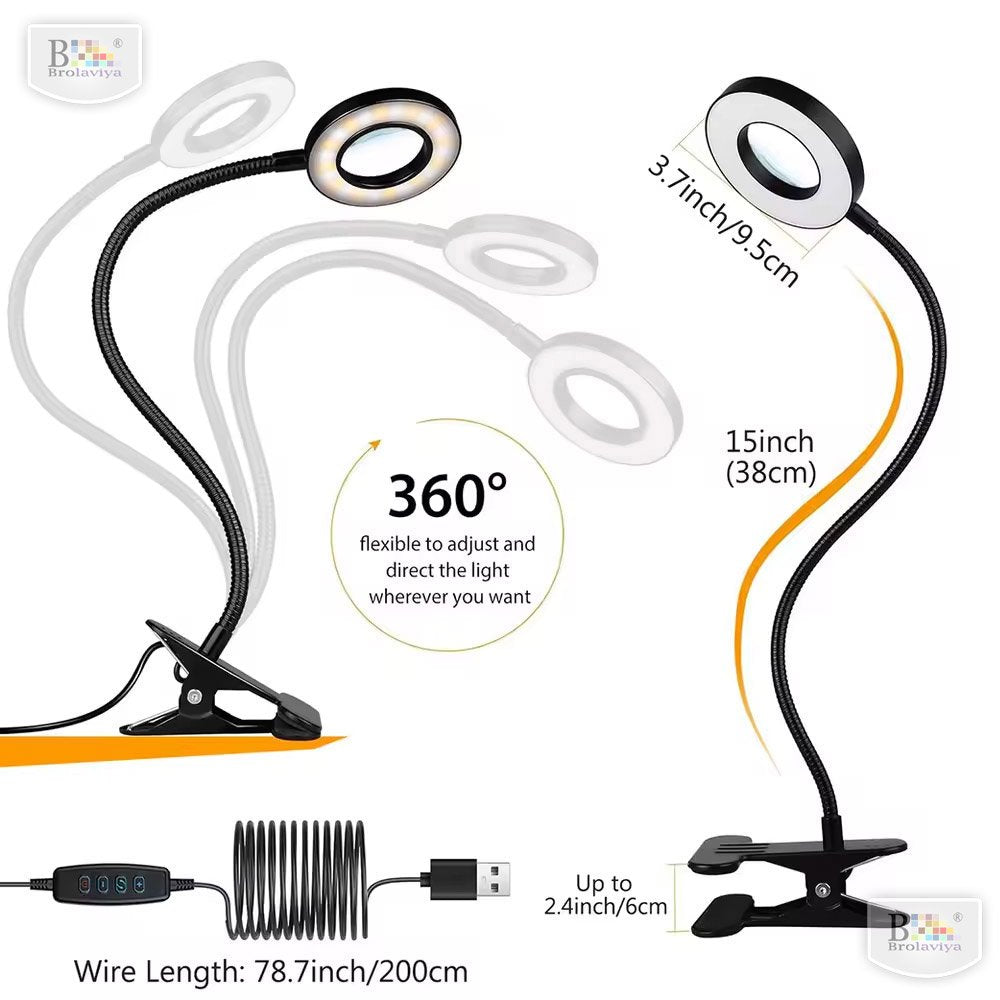 BROLAVIYA® Overhead 5X Magnifying Glass with 12cm Led Light, 3 Color Modes Dimmable, Flexi - Image 8