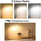 BROLAVIYA® Overhead Flexible LED Desk Lamp with Clamp, 3 Modes, 10 Brightness, Eye-Caring, Long Flexible Gooseneck, for Home, Office, Desktop, Bedroom, Reading, White