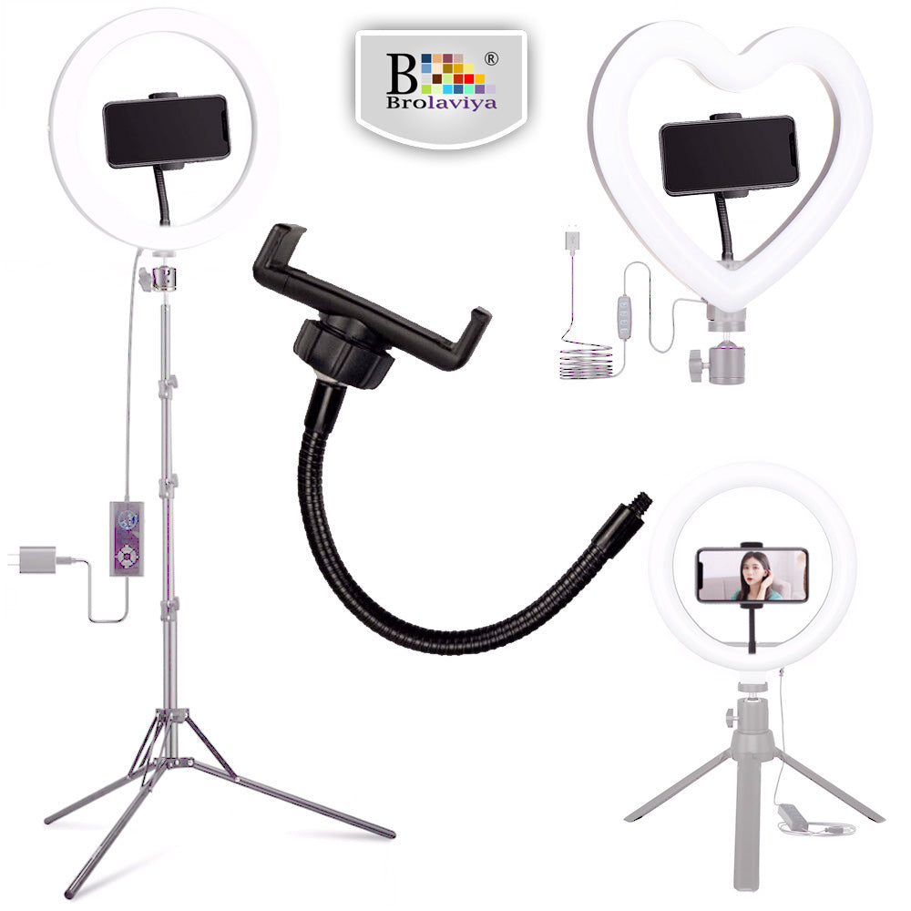 BROLAVIYA® 2 Pcs Flexible Hose Mobile Phone Gooseneck Clip with 1/4 Male Thread For LED Ring Light