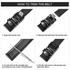 BROLAVIYA® Universal Adjustable Automatic Ratchet Buckle Mens Belt, Length 110 CM, Gold Grill Style